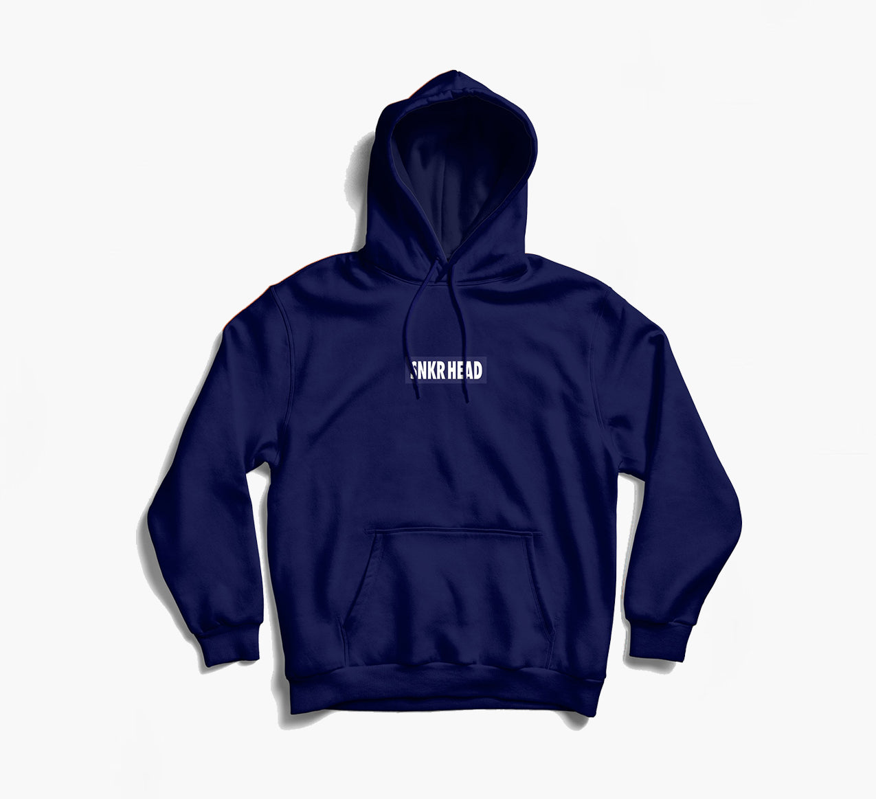 SNKR HEAD Embroidered Box Logo Navy Blue Hoodie
