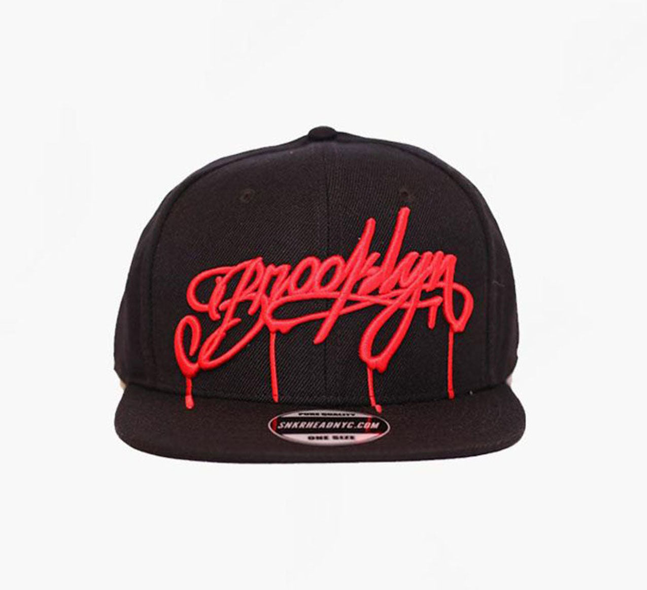 Brooklyn Red Script Snapback Hat