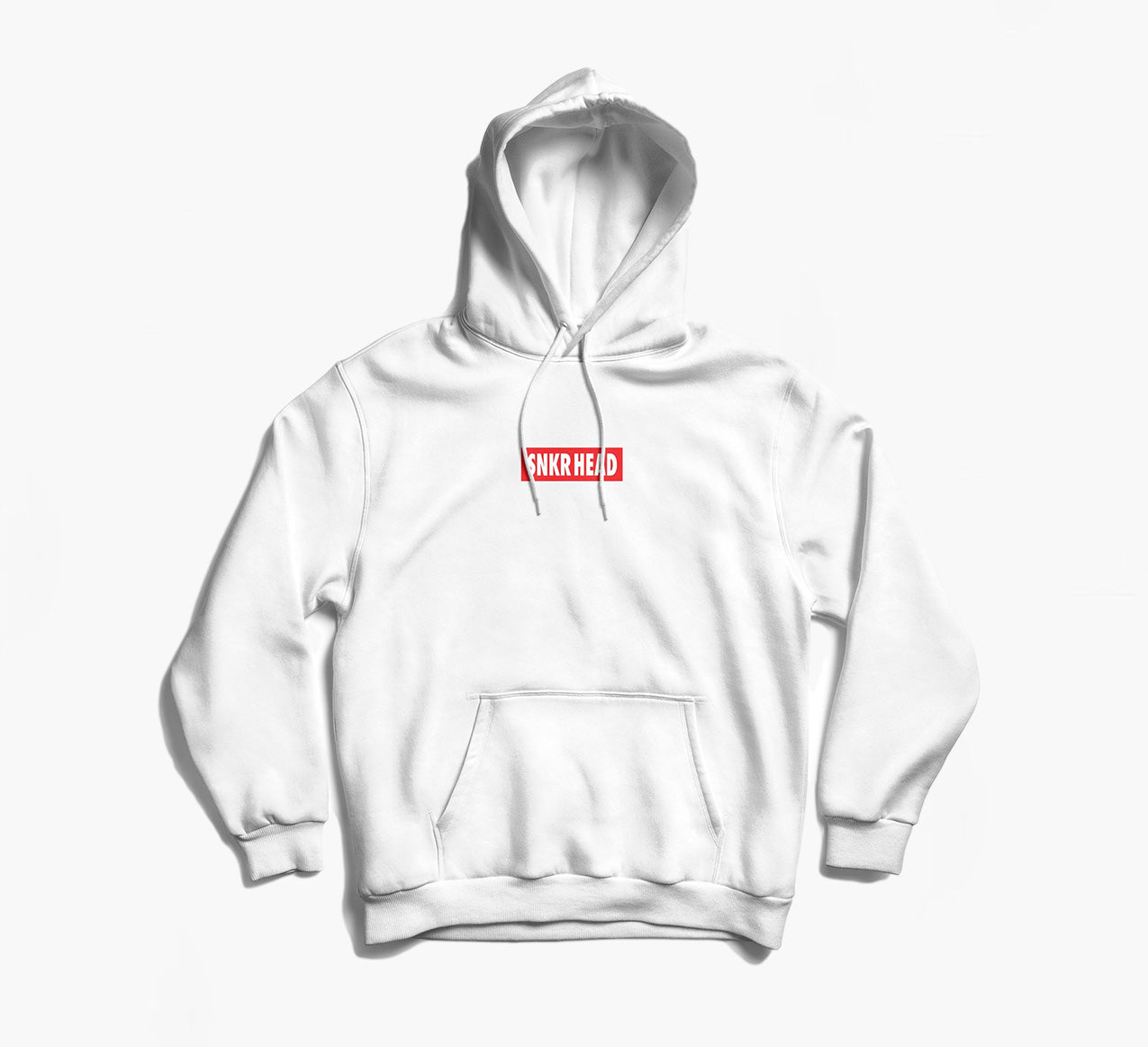 SNKR HEAD Embroidered Box Logo White Hoodie