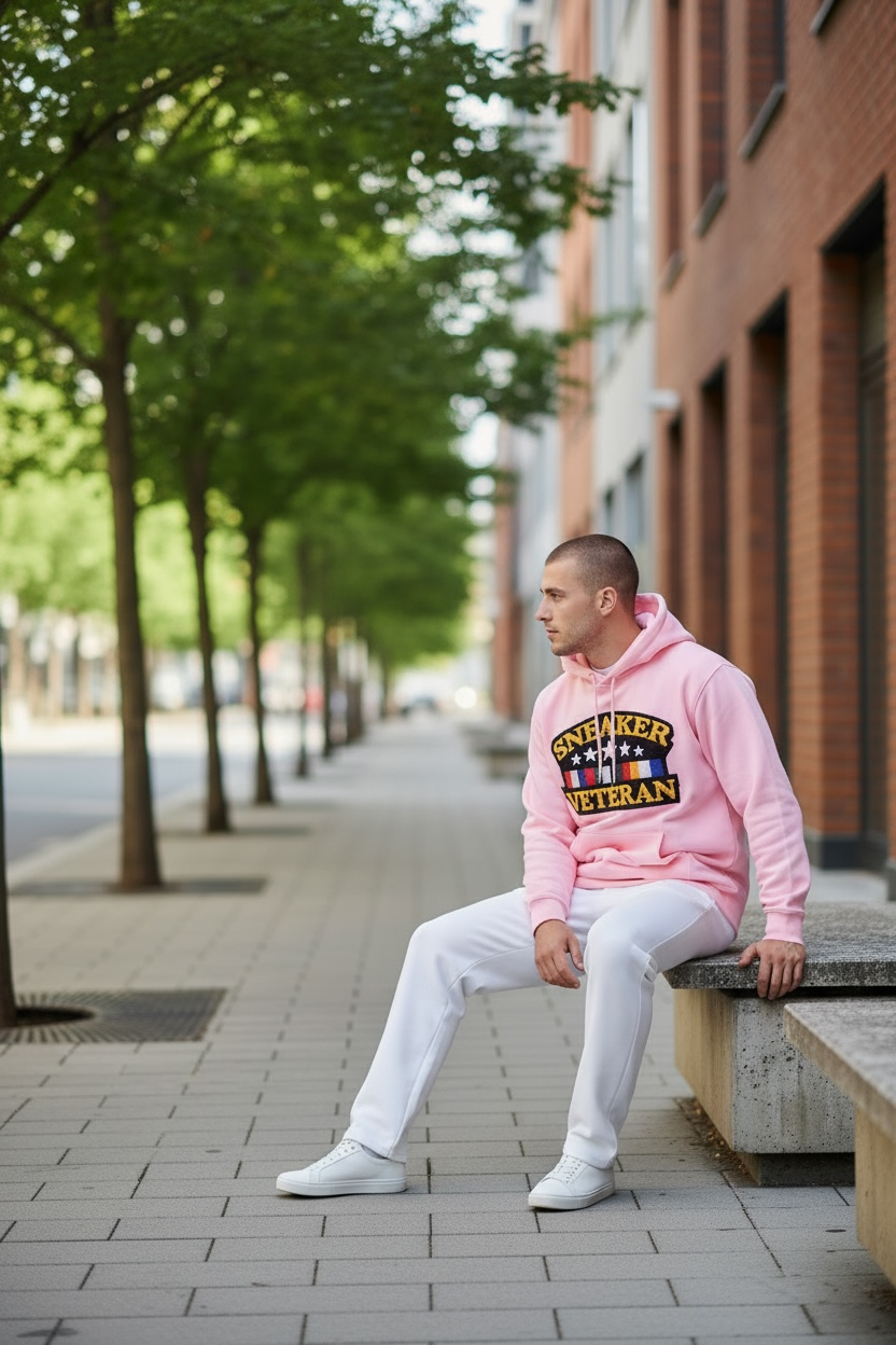 Sneaker Veteran Chenille Patch Pink Hoodie