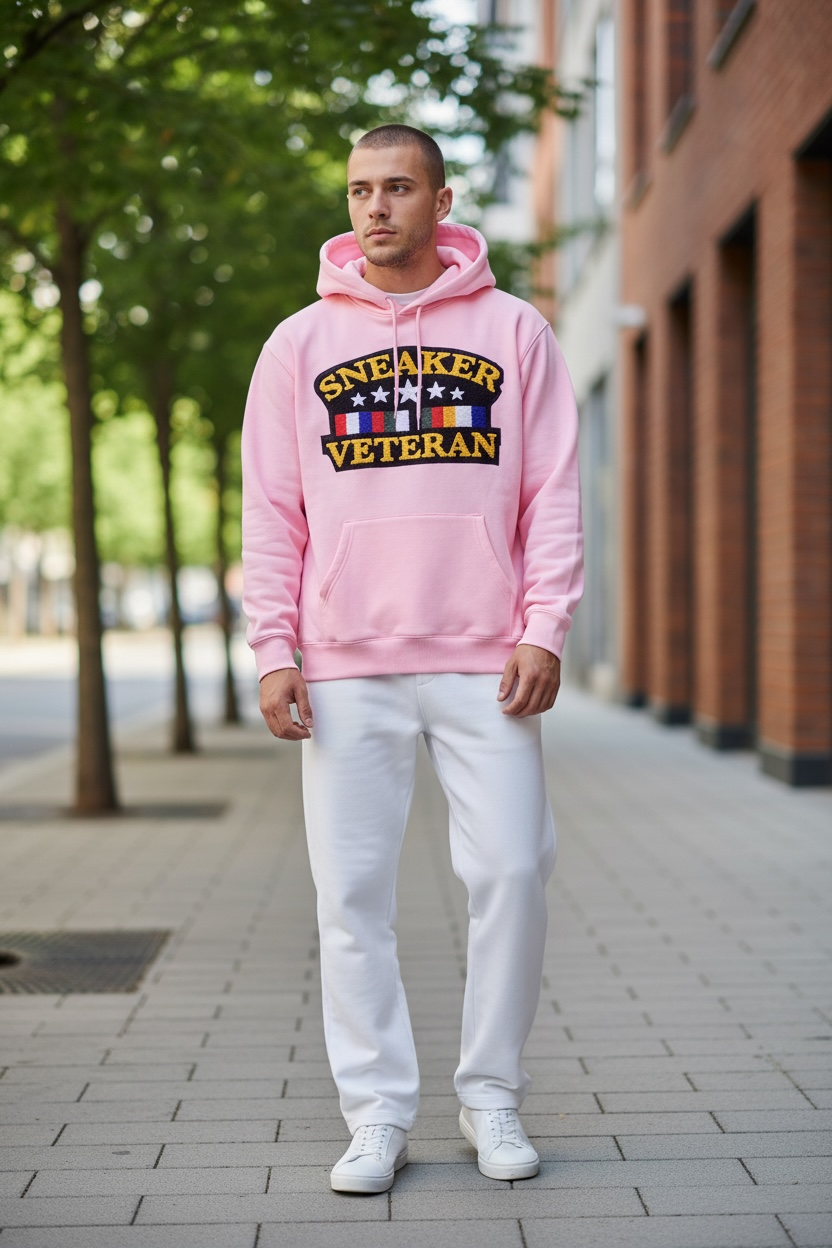Sneaker Veteran Chenille Patch Pink Hoodie
