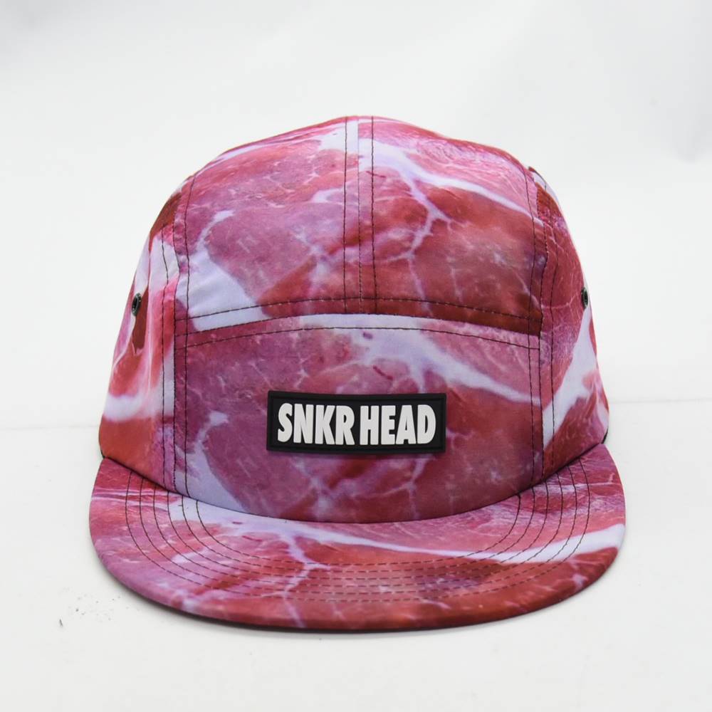 SNKR HEAD Gabagool print 5 panel Strapback Hat (Black)