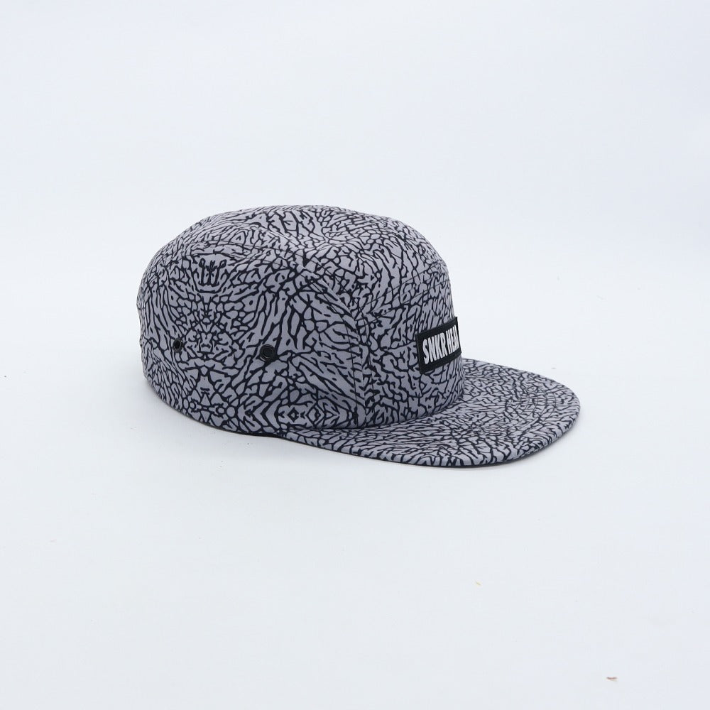 SNKR HEAD Grey cement print 5 panel Strapback Hat