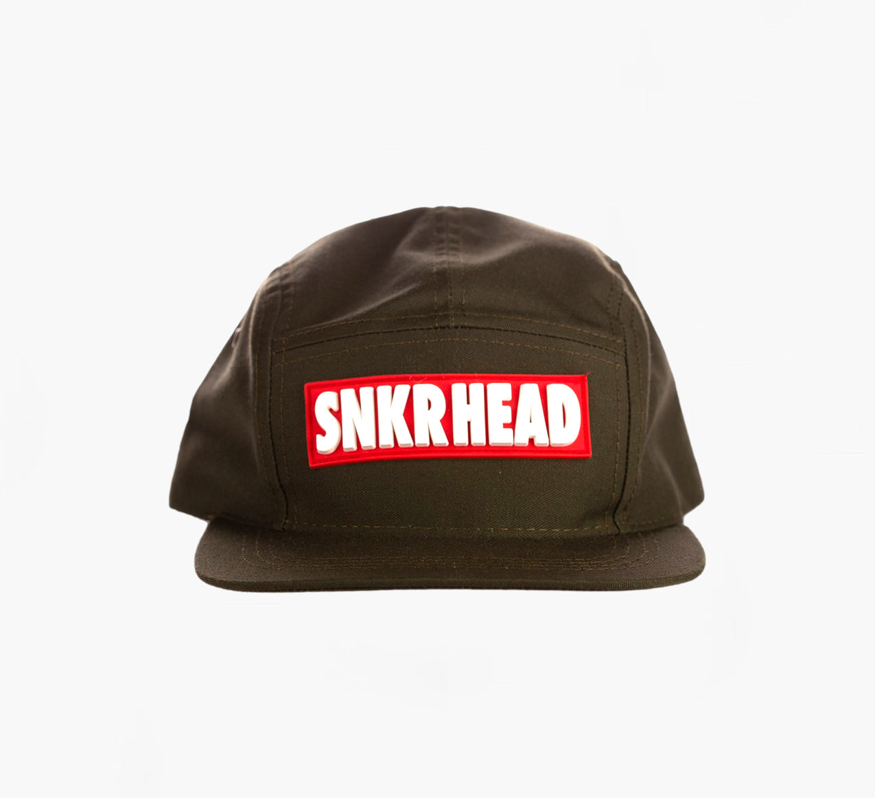 SNKR HEAD 5panel Strapback Hat (olive green/red)