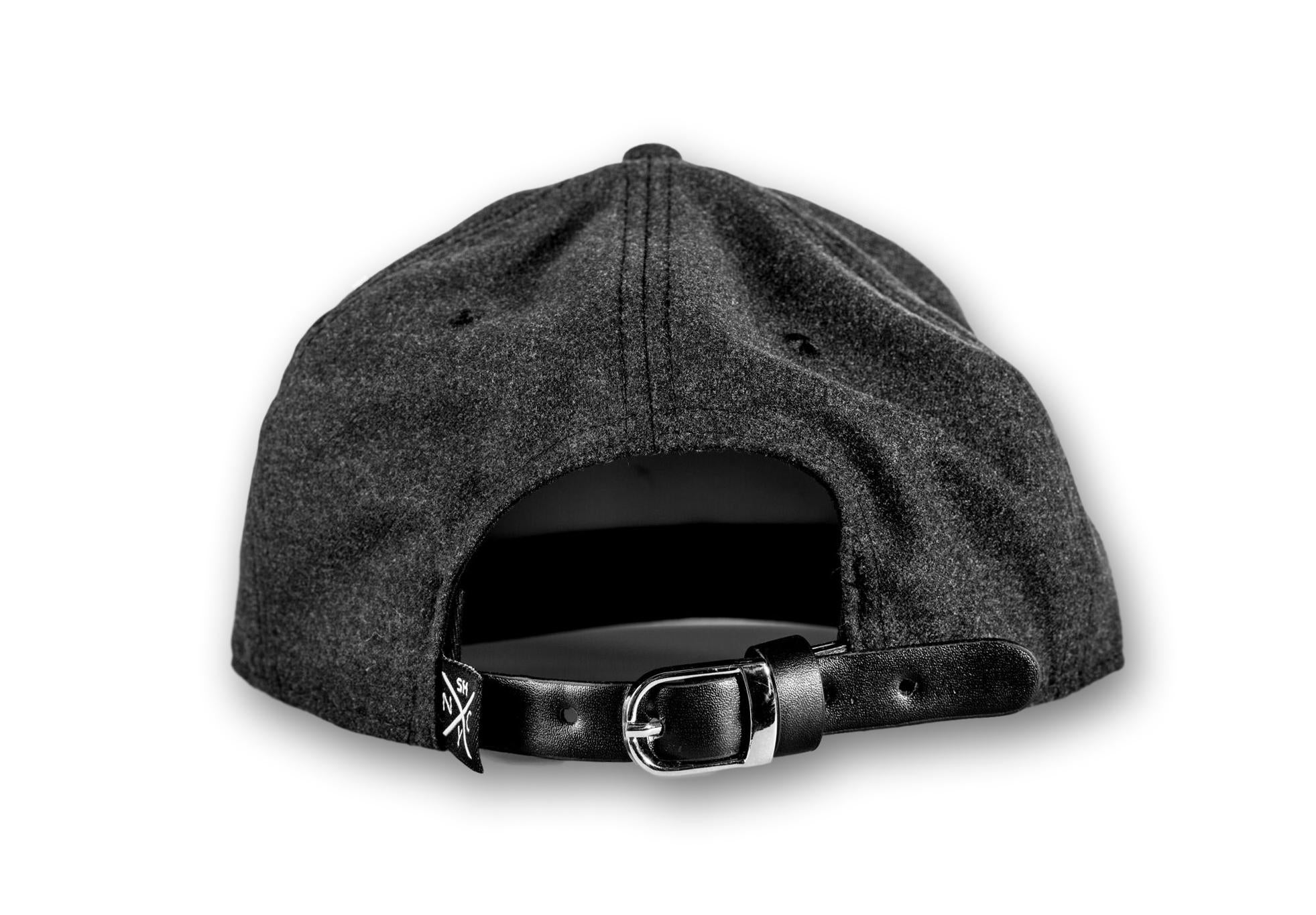 "SH" Grey Wool/Leather Brim Logo Strapback Hat