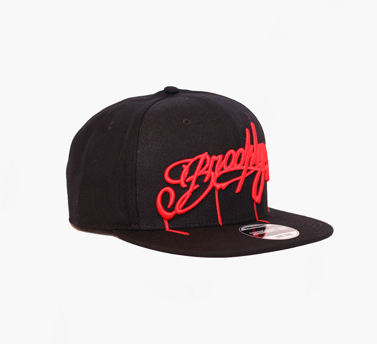 Brooklyn Red Script Snapback Hat