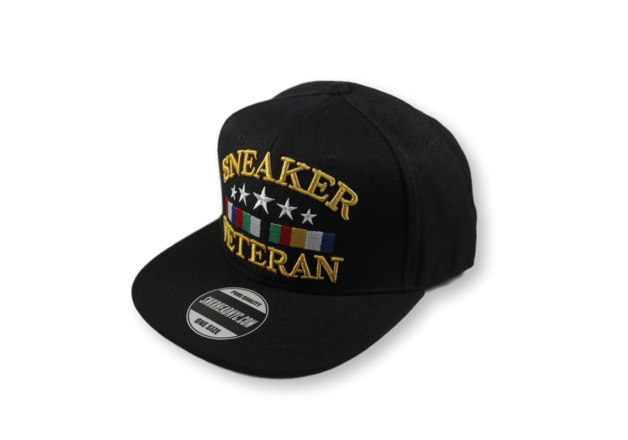 Sneaker Veteran Black Snapback Hat