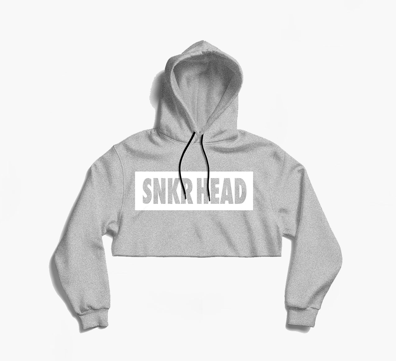 SNKR HEAD Box Logo Grey Crop Hoodie (white)