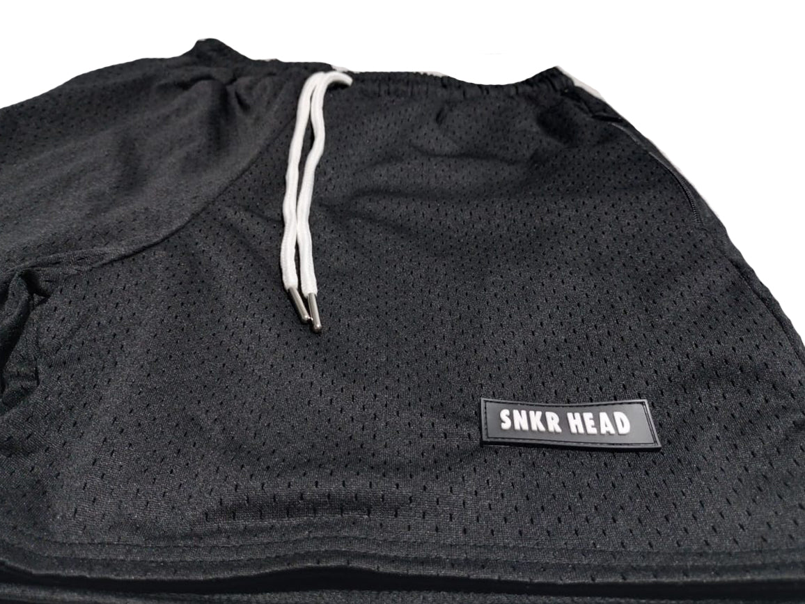 Cut & Sew Everyday SNKR HEAD Black Rubber Patch Zipper Pocket Shorts