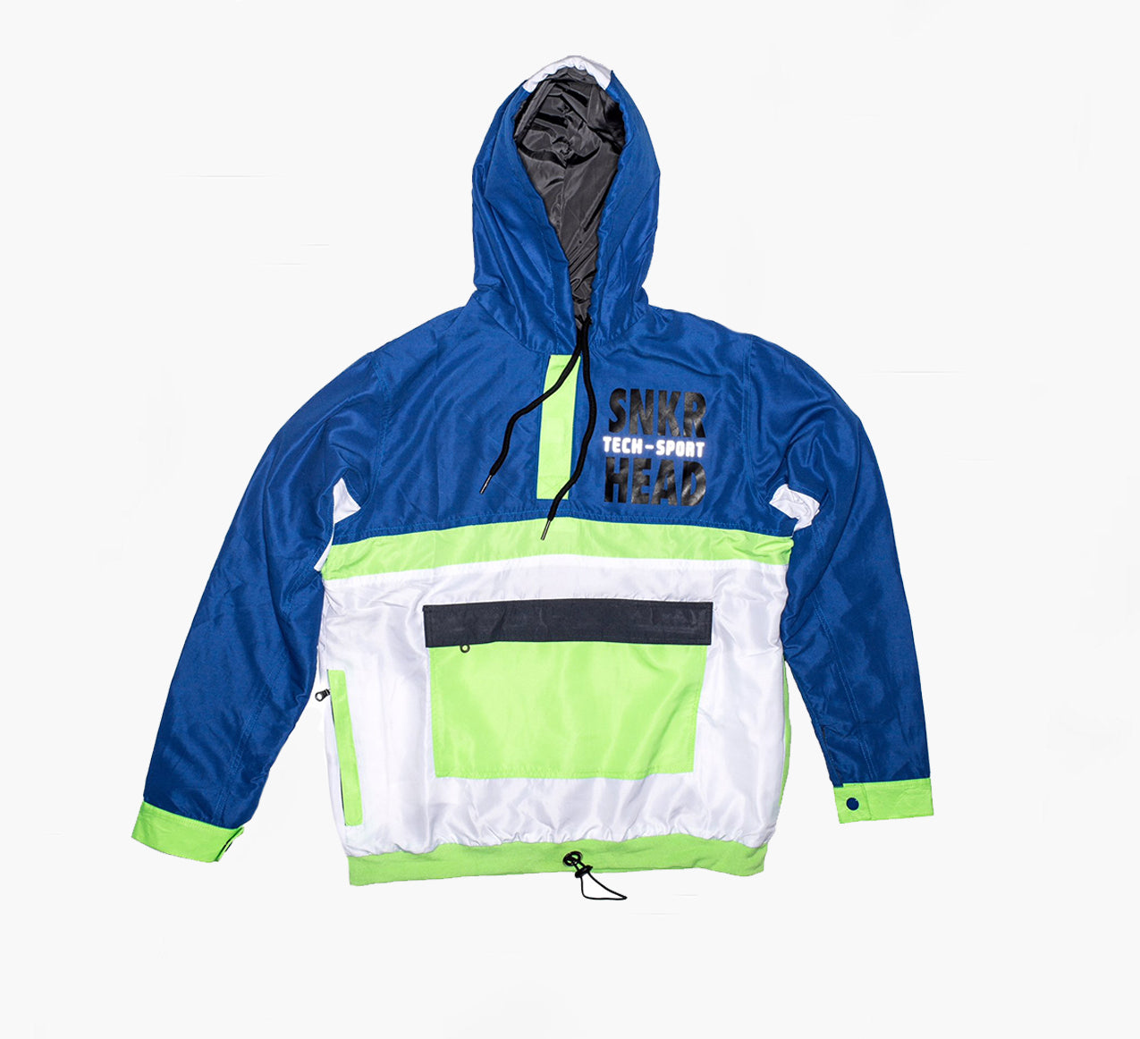 SNKR HEAD Tech-Sport International Windbreaker Jacket (Blue, Neon Green)