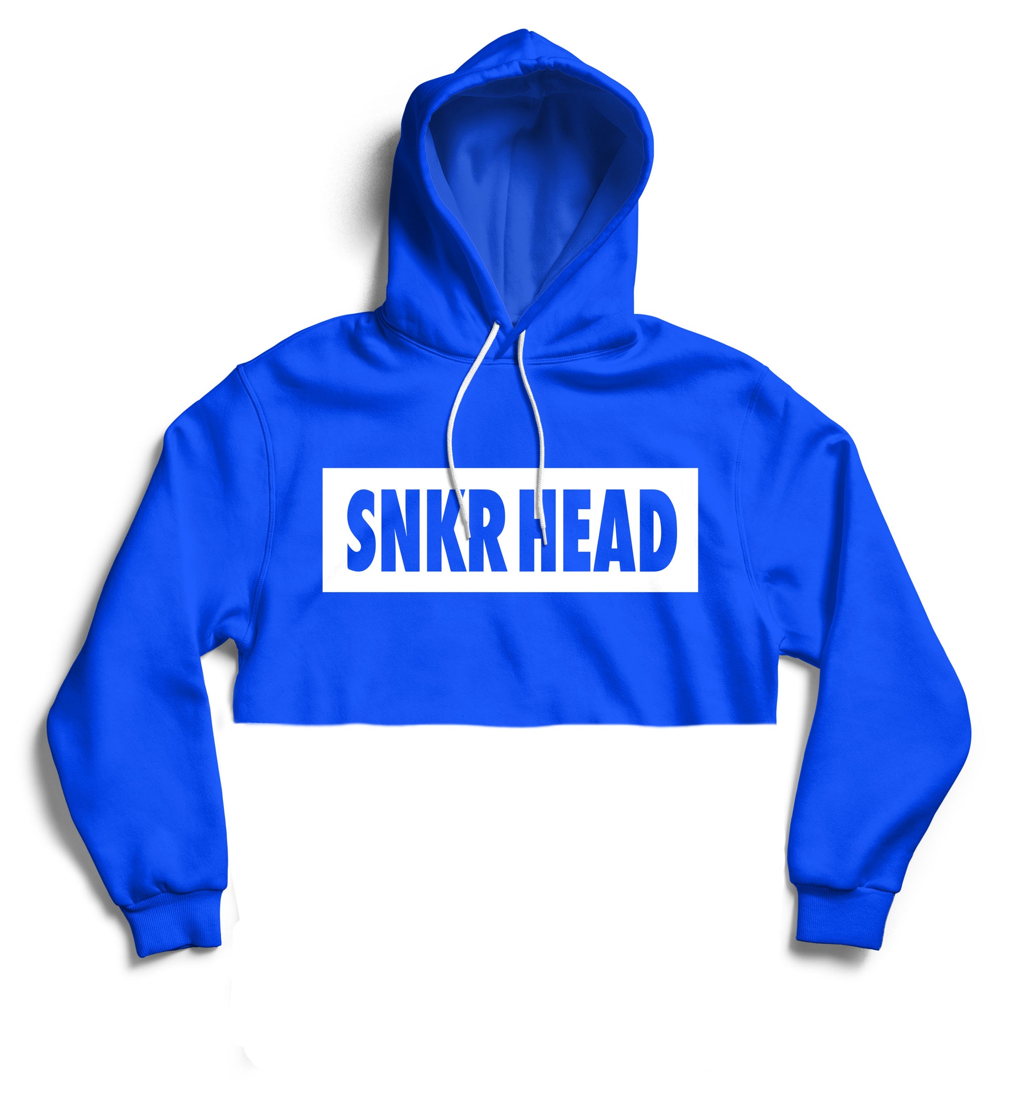 SNKR HEAD Box Logo Blue Crop Hoodie (white)