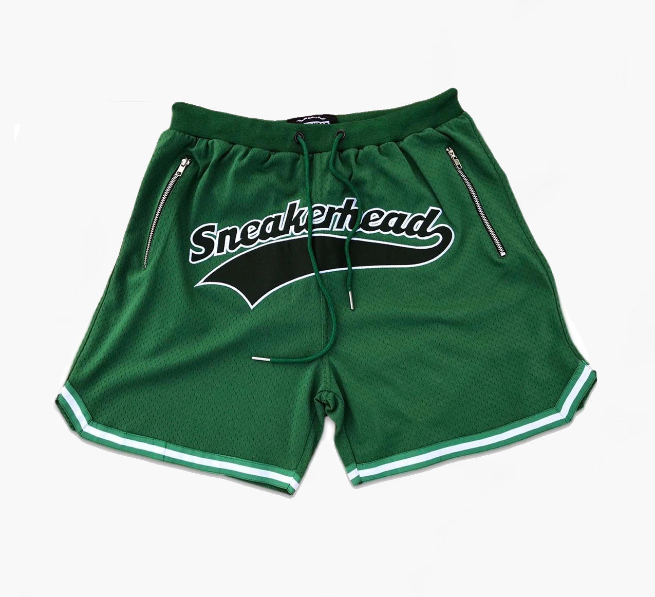 Cut & Sew Sneakerhead Green Zipper Pockets Shorts