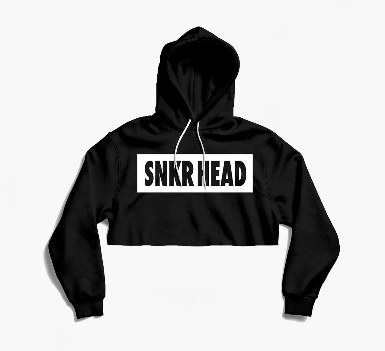 SNKR HEAD Box Logo Black Crop Hoodie (white)