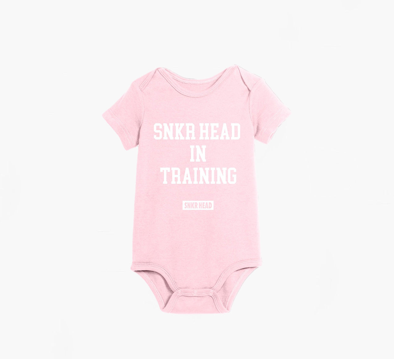 Snkr Head In Training Pink Onesie (white)